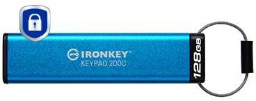 Kingston IronKey klaviatūra 200 128GB USB-C AES Encrypted