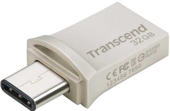 TRANSCEND 128GB USB3.0 Pen Drive OTG Type A&C Sidabrinis