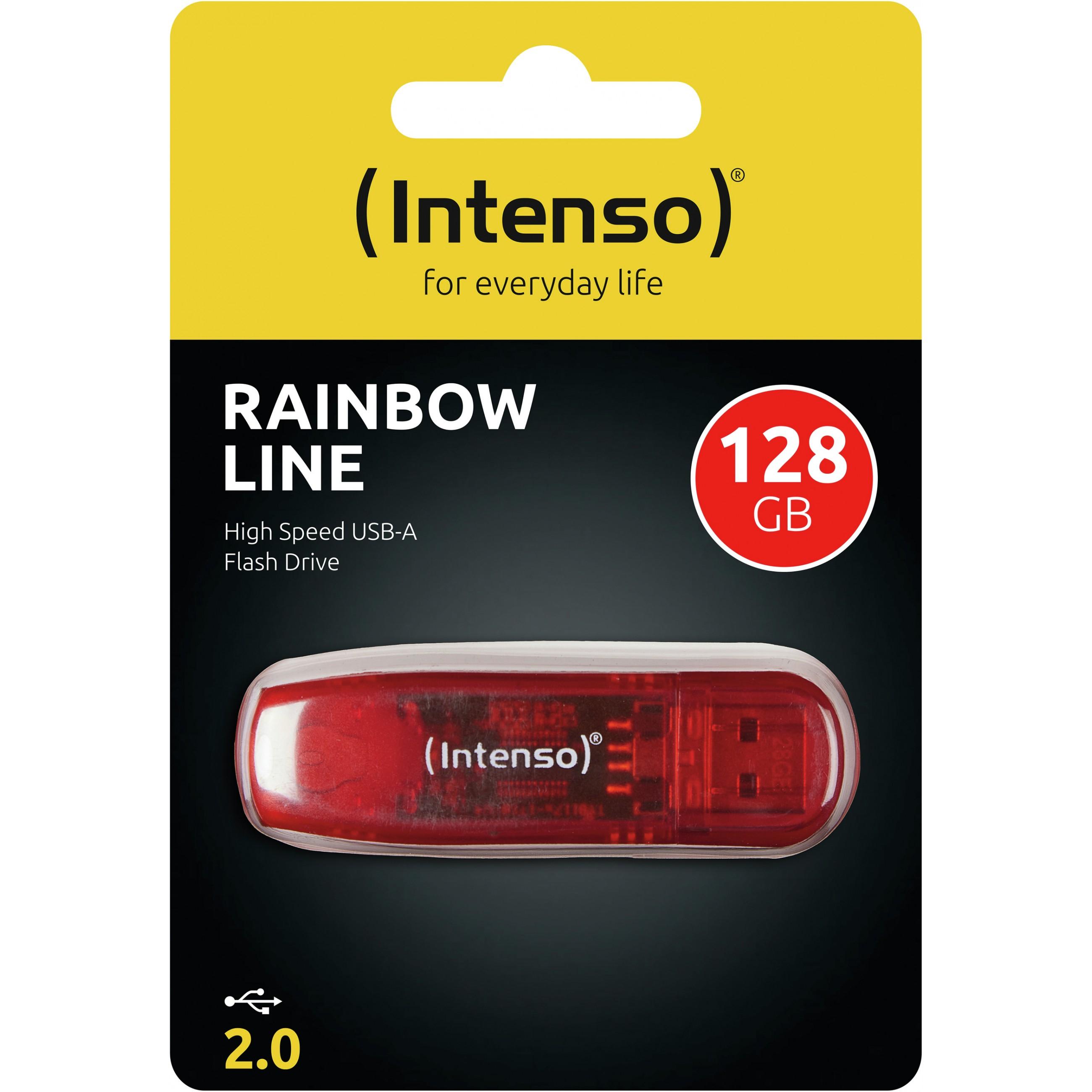 USB atmintinė 128GB USB 2.0 Intenso 3502491 Rainbow Line Raudona