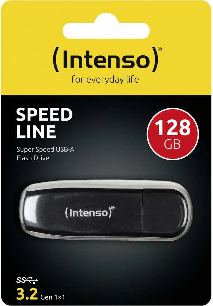 USB atmintinė 128GB USB 3.0 Intenso 3533491 Speed Line Juodas