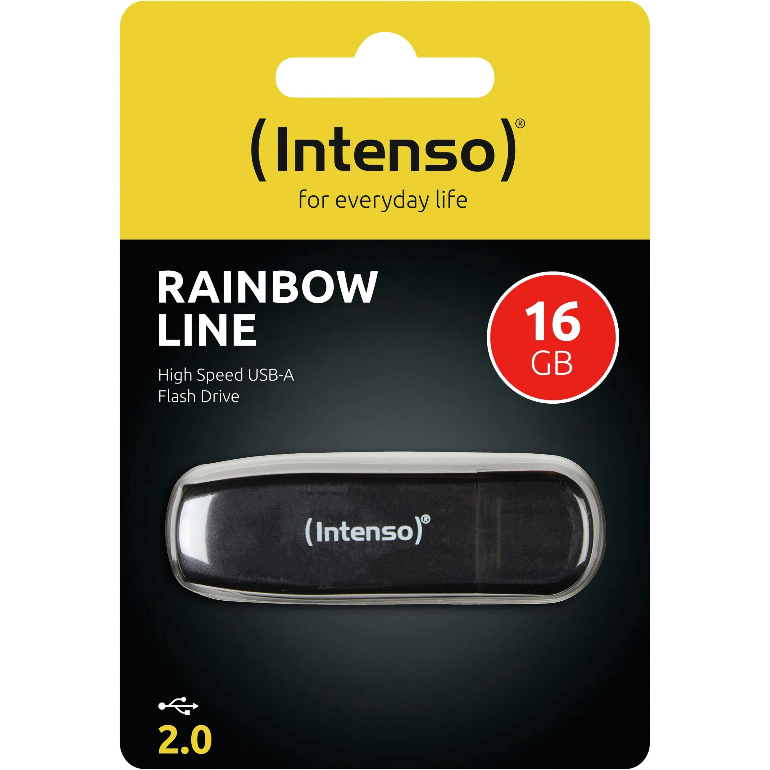 STICK 16GB 2.0 Intenso Rainbow Line juodas