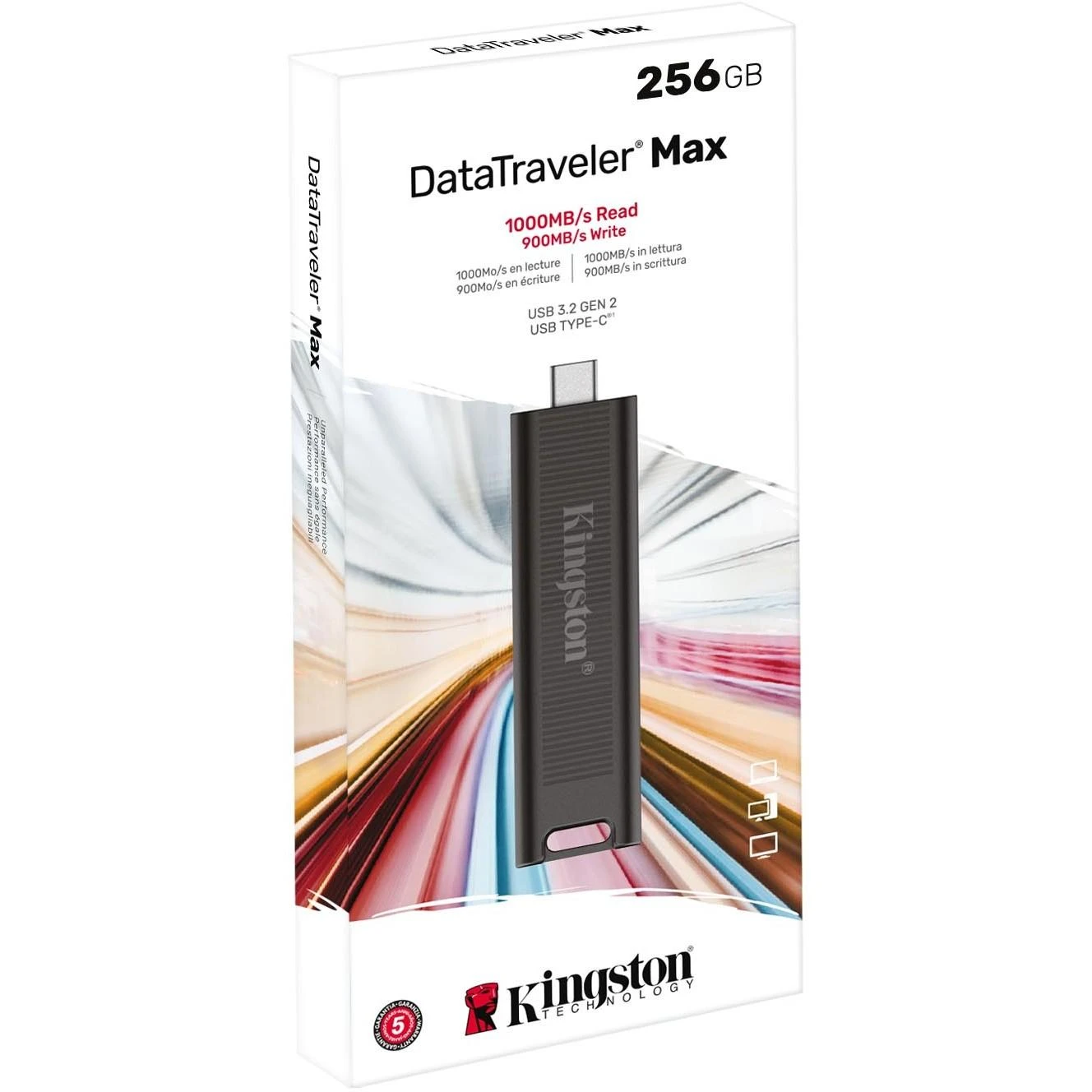 „Kingston“ | USB atmintinė | „DataTraveler Max“ | 256 GB | USB 3.2 Gen 2 Type-C | Juodas
