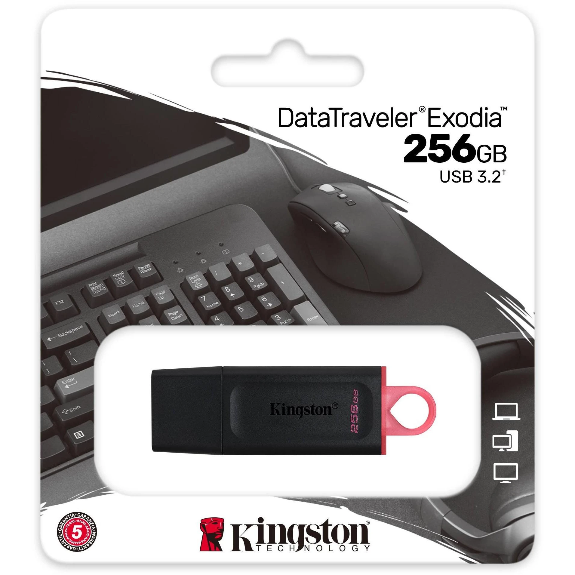 KINGSTON 256GB USB3.2 Gen1 DataTraveler Exodia Juodas + Rožinė