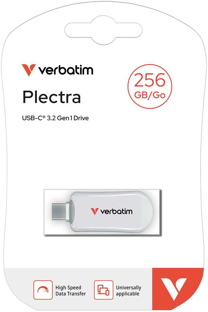Atmintukas „Verbatim Plectra 256GB USB-C“, baltas, 30230