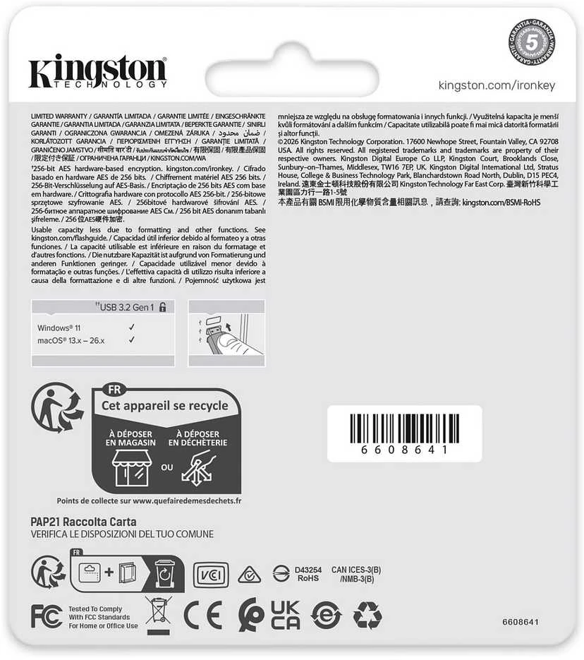 „Kingston IronKey Locker+ 50 G2“ 32 GB USB 3.2 atmintinė