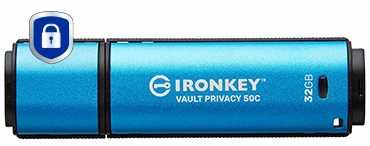 „Kingston IronKey Vault Privacy 50C“ 32 GB USB-C, 256 bitų, AES šifruotas
