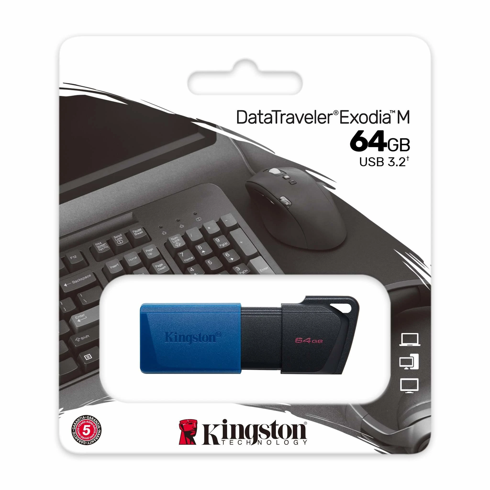Kingston 64GB USB3.2 Gen 1 DataTraveler Exodia M (Juodas + Mėlyna)