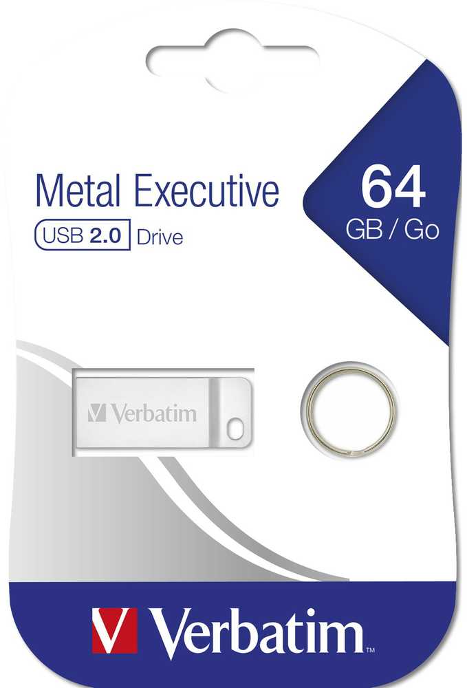 Verbatim Pendrive 64GB USB-A 2.0 Metal Executive sidabro spalvos 98750