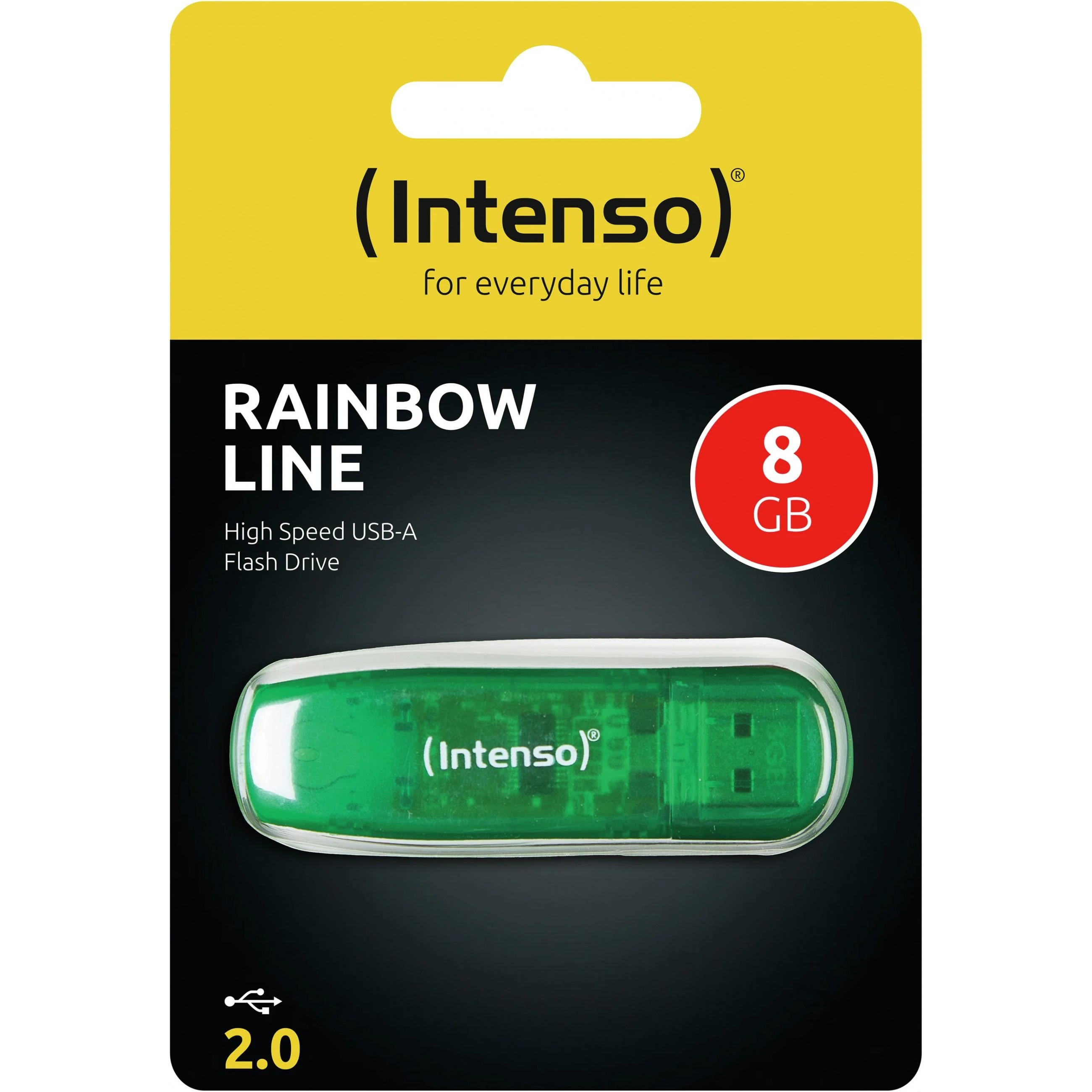 3P - KAINOS PRODUKTAI INTENSO USB atmintukas 8GB Žalias Raktų pakabukas LED Šviesa Medžiaga Skaidrus Plastikas Hi Speed USB 2.0 15 gramų