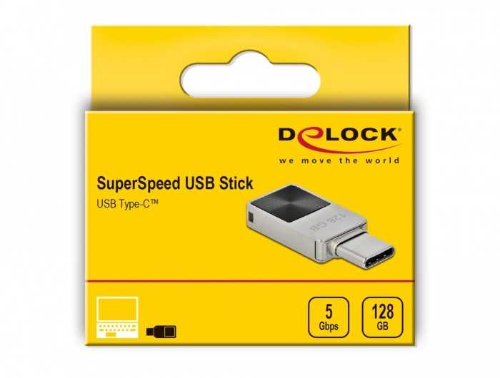 STICK DELOCK Mini USB 3.2Gen1 USB-C Speicherstick 128GB Metallgeh.
