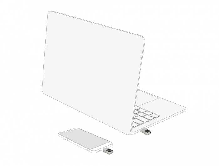 STICK DELOCK Mini USB 3.2Gen1 USB-C Speicherstick 128GB Metallgeh.