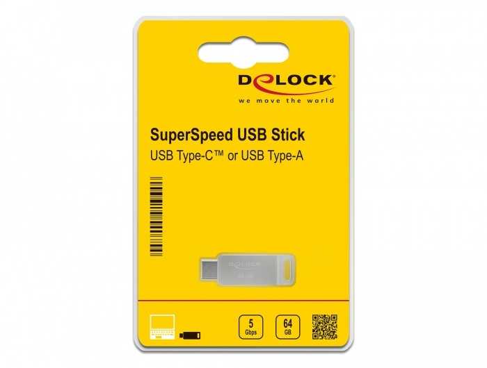 STICK DELOCK USB 3.2 Gen 1 USB-C + Typ-A Speicherstick 64GB - Metallgehuse