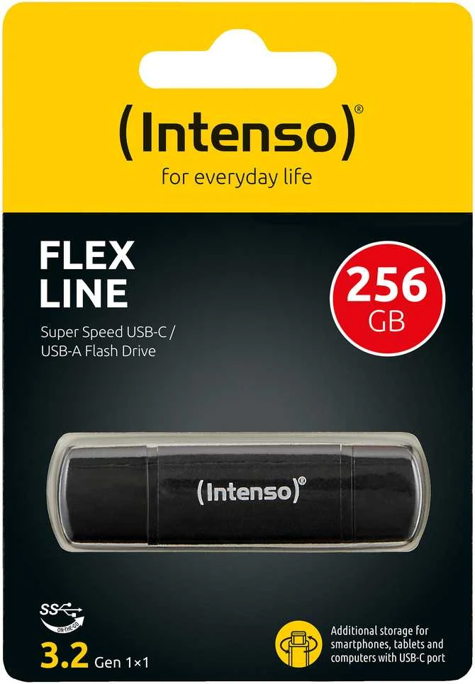 Intenso Flex Line 256 GB, USB-Stick - juodas, USB-C und USB-A