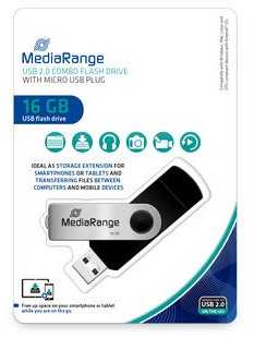 „MediaRange“ USB atmintinė 16 GB USB derinys su „Micro USB“.