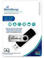 Mediarange Pendrive Triton MR932-2 32GB Juodas, Sidabrinė