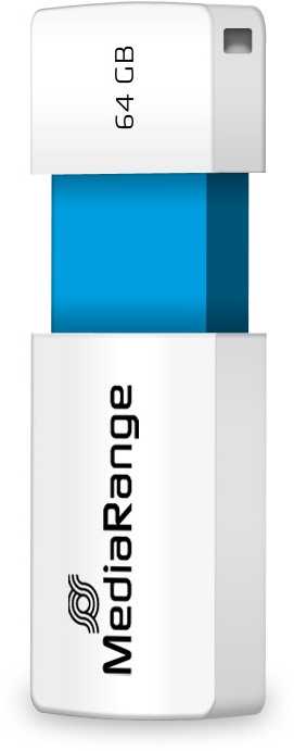 Pendrive MediaRange Color EDT. MR974 64GB Mėlyna, Baltas