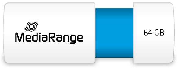 Pendrive MediaRange Color EDT. MR974 64GB Mėlyna, Baltas
