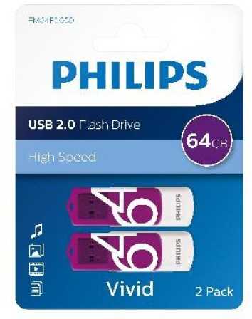 USB atmintinė „Philips Vivid“ (2 vnt.), 64 GB (433990)