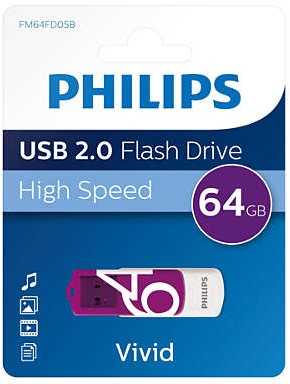 ATMINTINĖ Philips USB 2.0 64GB Vivid Edition Magic Violetinė
