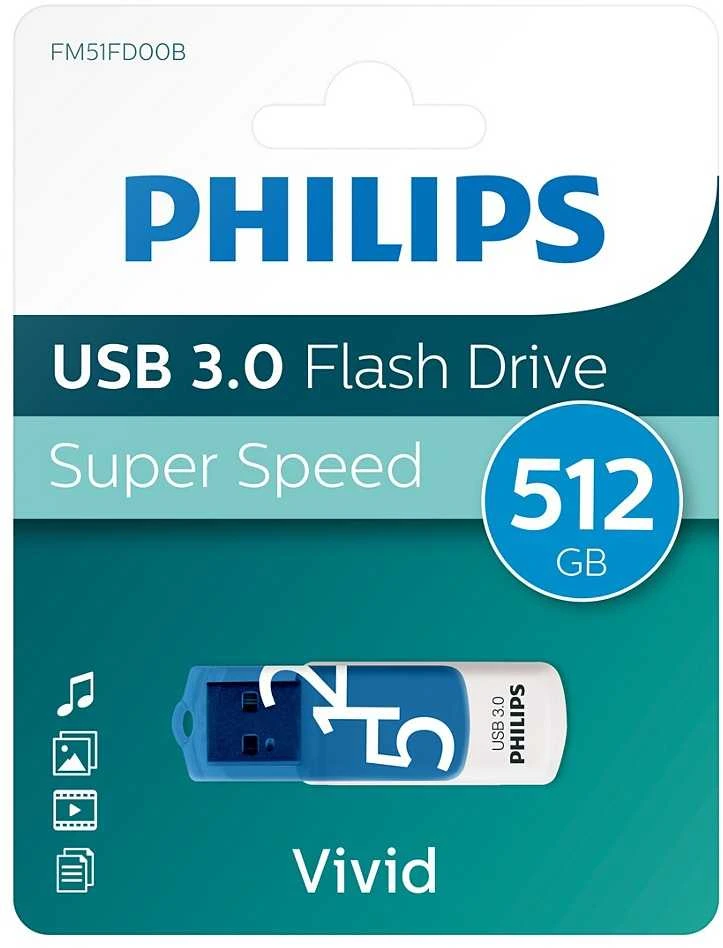 „Philips“ USB 3.0 512 GB „Vivid Edition“ Mėlyna