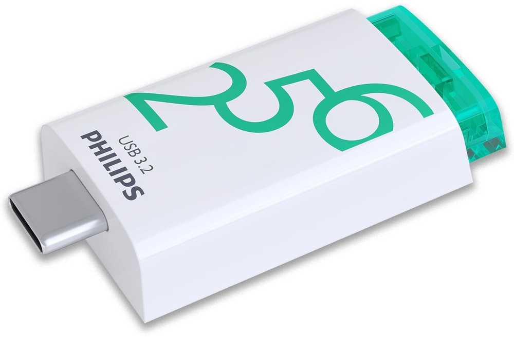 Pendrive Philips Click Series USB 3.2 Gen 1 USB-C 256GB Spring Žalias (FM25FD175B/00)