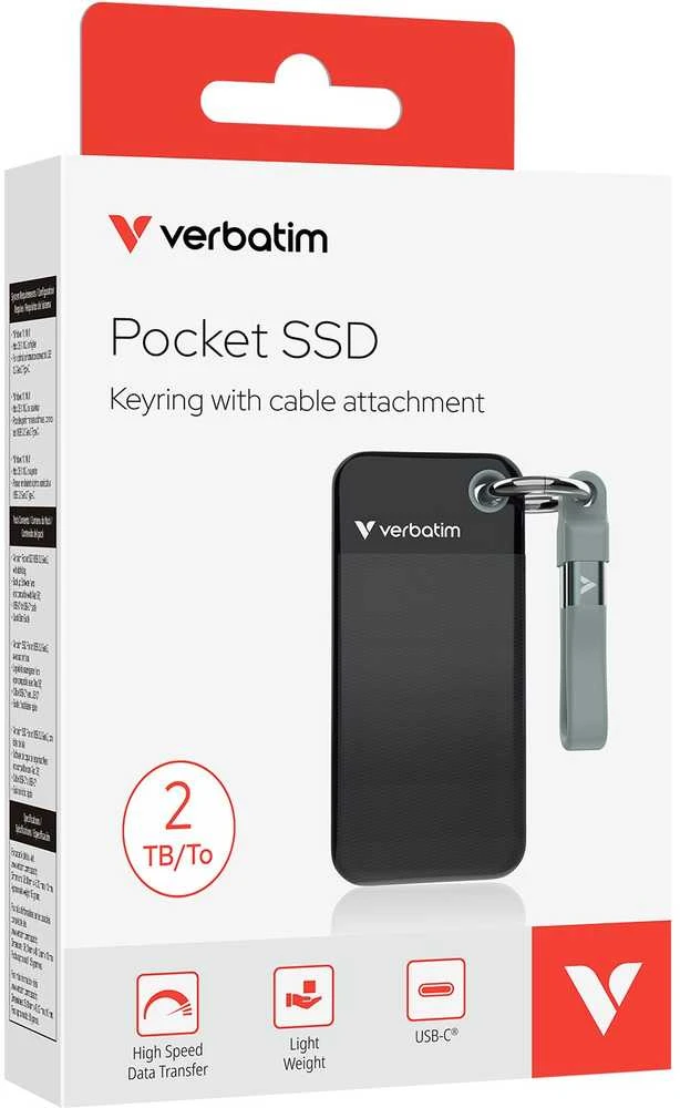 Kietasis diskas Verbatim 2TB SSD Keychain with USB 3.2 Gen.2 Cable Juodas-Pilkas 32194