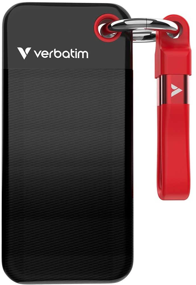Kietasis diskas Verbatim diskas SSD 2TB - raktų pakabukas su laidu USB 3.2 gen.2 juodos ir raudonos spalvos 32196