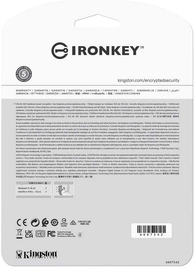 „Kingston IronKey Vault Privacy 50C“ 256 GB USB-C, 256 bitų, AES šifruotas