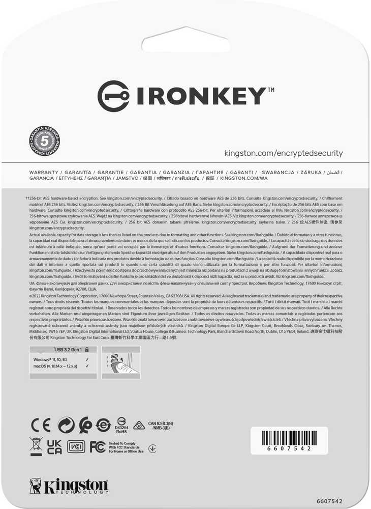 Kingston Flash Drive | IronKey Vault Privacy 50C AES-256 Encrypt | 512 GB | USB-C | Mėlyna