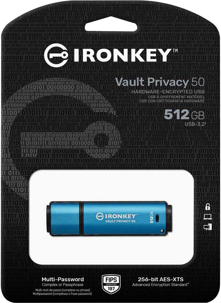 Kingston IronKey Vault Privacy 50 512GB USB 3.0 256bit AES Encrypted