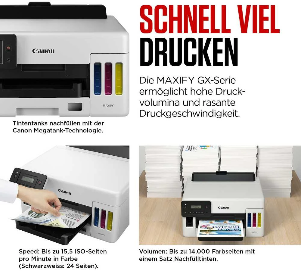 CANON MegaTank GX6550 Daugiafunkcinis spausdintuvas 3-in-1 24ppm with built-in refillable ink tanks
