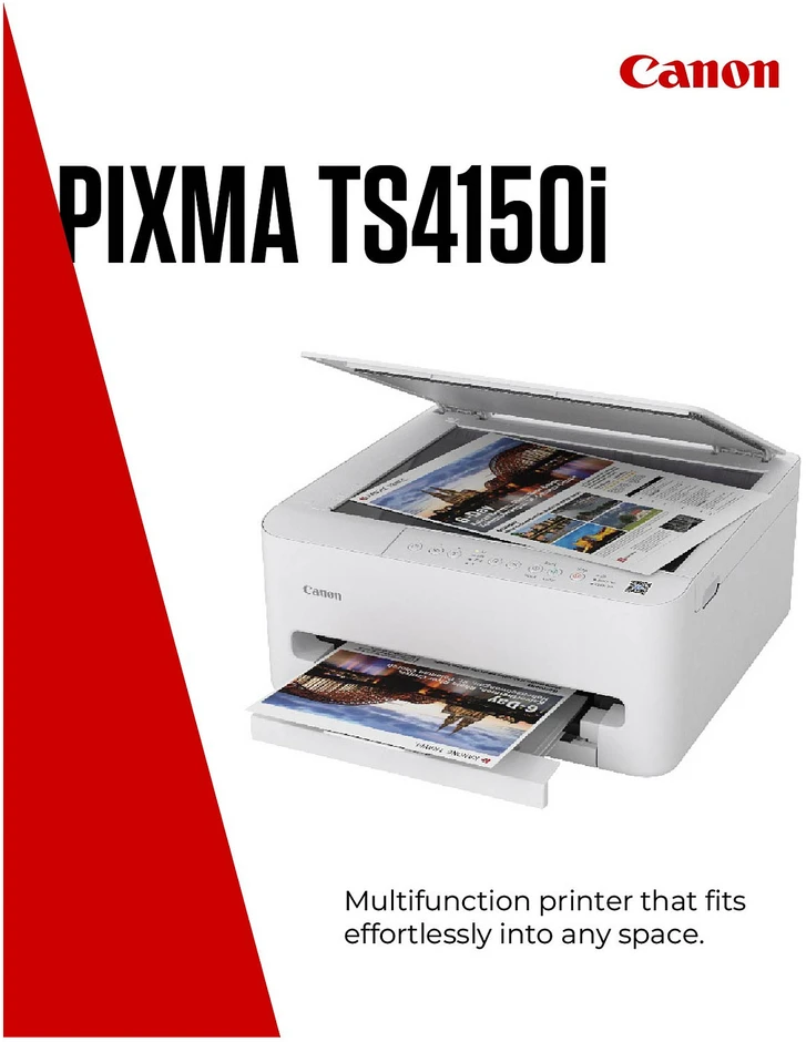 Daugiafunkcis rašalinis spausdintuvas Canon PIXMA TS4150i, spausdinimas / kopijavimas / skenavimas, spalvotas, A4, 1200x1200 DPI, Wi-F