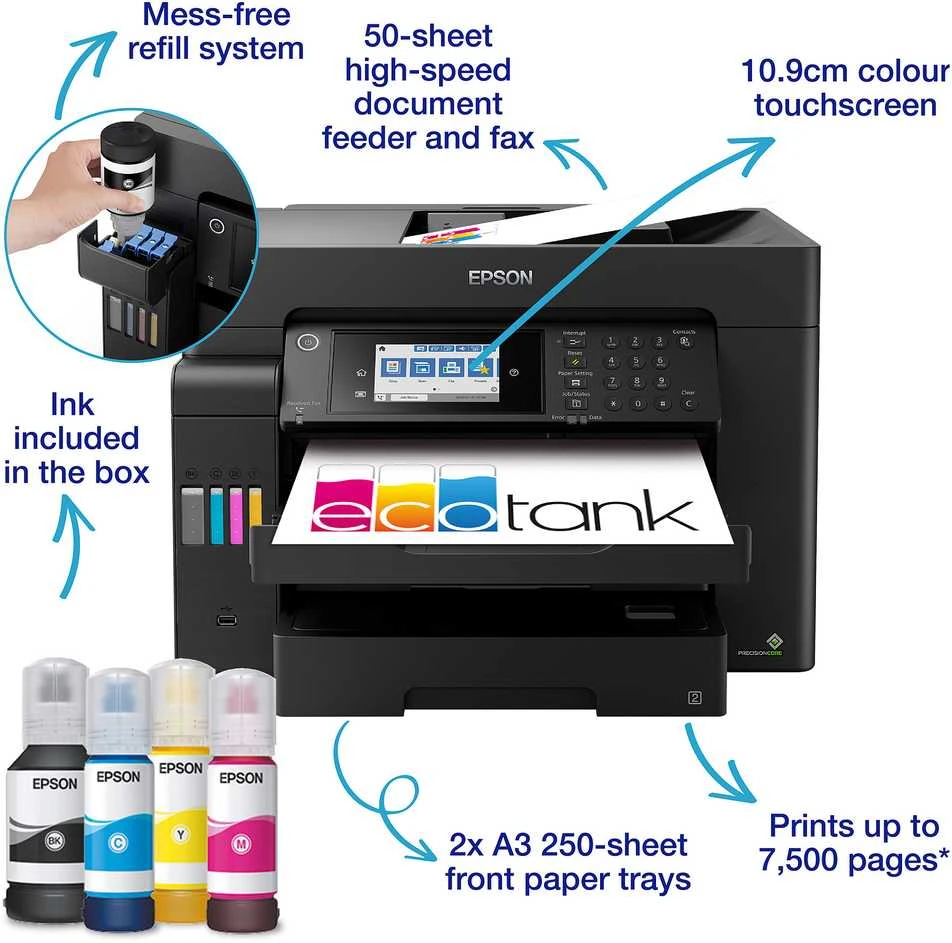 Rašalinis spausdintuvas - Epson EcoTank ET-16605 A3 Rašalinis, Duplex, LCD Jutiklinis ekranas