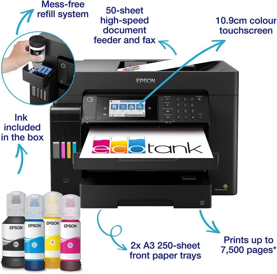 Spausdintuvas Epson – ET-16655 A3+ daugiafunkcis EcoTank, USB, LAN, Wi-Fi