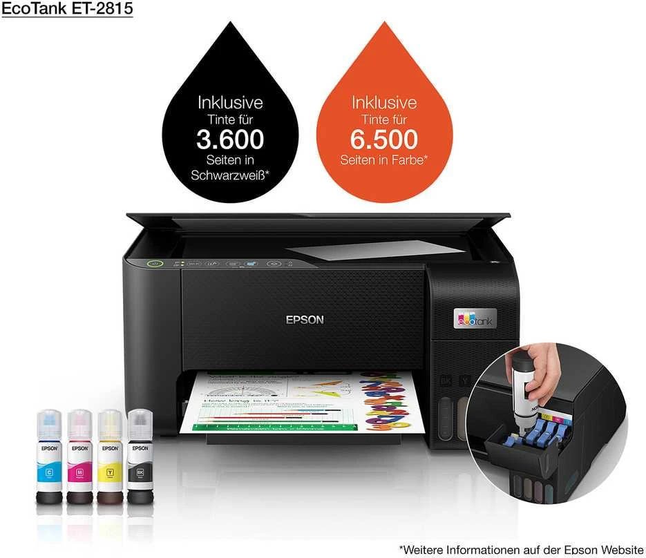 Spausdintuvas Epson EcoTank ET-2815 ET2815 Multifunktionsdrucker spalvotas Tintenstrahl nachfüllbar (C11CJ67417)