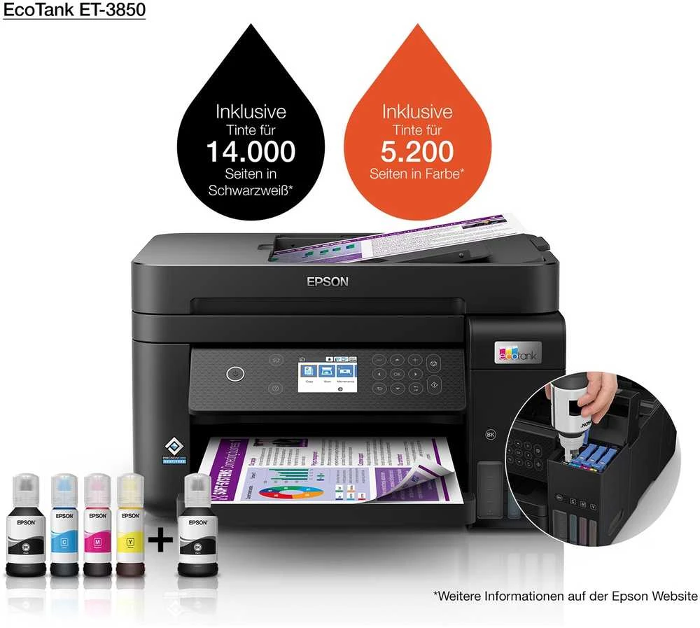 Daugiafunkcis spausdintuvas epson ecotank et-3850 (C11CJ61402)
