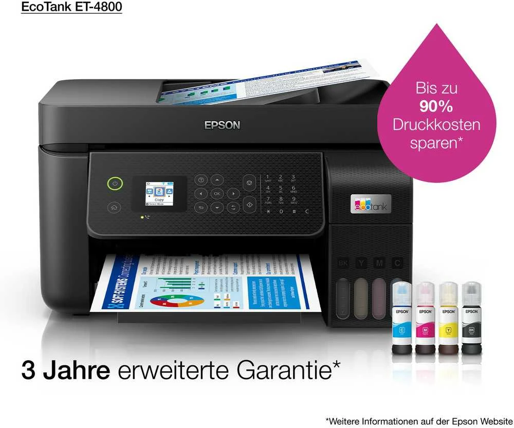 Spausdintuvas Epson EcoTank ET-4800 ET4800 Multifunktionsdrucker spalvotas Tintenstrahl nachfüllbar (C11CJ65402)