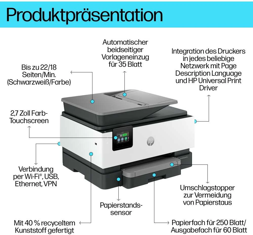 Hewlett Packard (HP) HP OfficeJet Pro 9120b All-in-One Spausdintuvas Thermal inkjet A4 4800 x 1200 DPI 20 ppm Wi-Fi