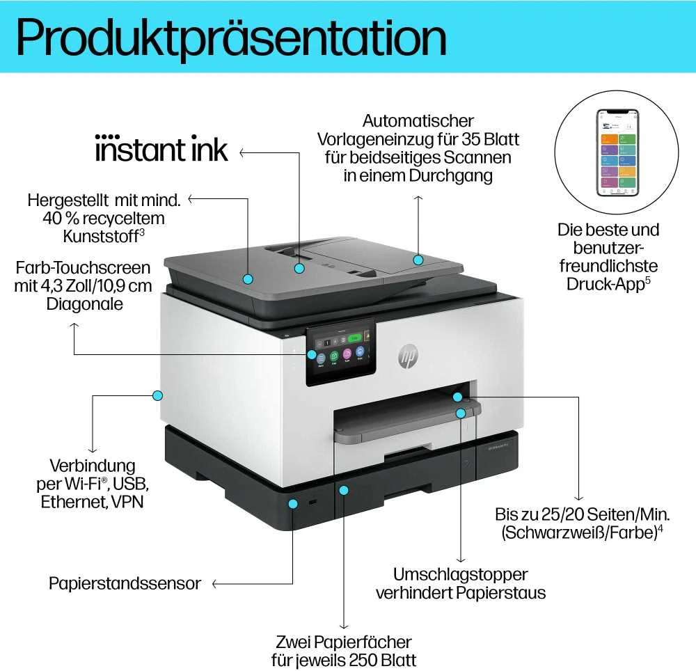 HP Officejet Pro 9132e daugiafunkcis daugiafunkcis spausdintuvas, spalvotas, A4 formato rašalinis spausdintuvas
