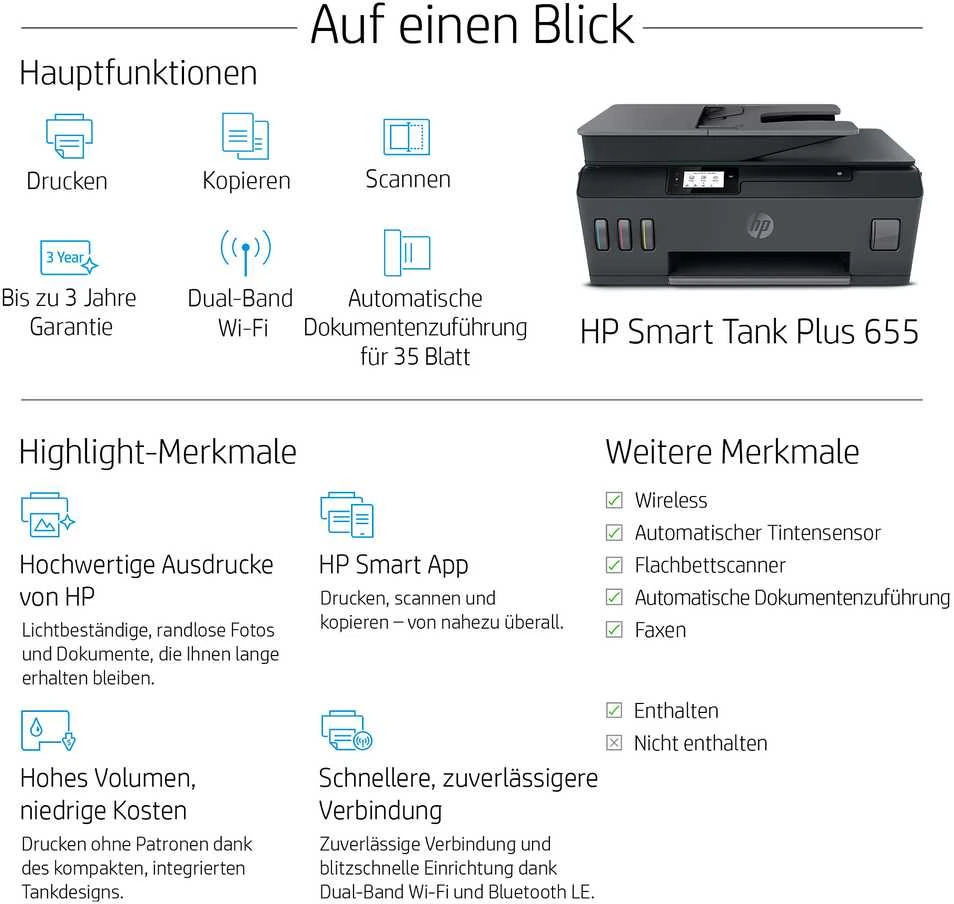 Hewlett Packard (HP) Spausdintuvas HP Smart Tank Plus 655