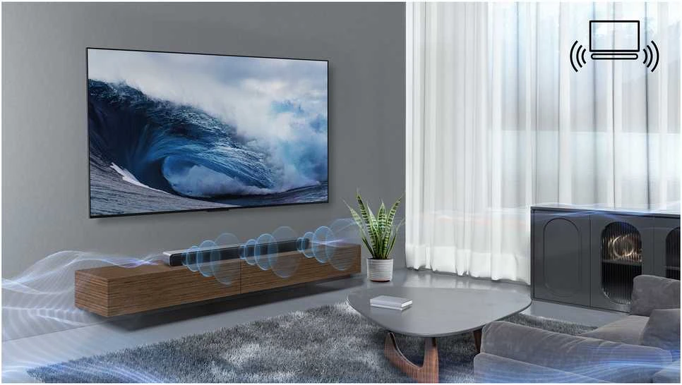 Namų kino sistema TCL S S45H 2.0 klasės kanalų garso juosta su „Dolby Atmos“, „DTS Virtual:X“ ir „Bluetooth“ muzikos transliacija