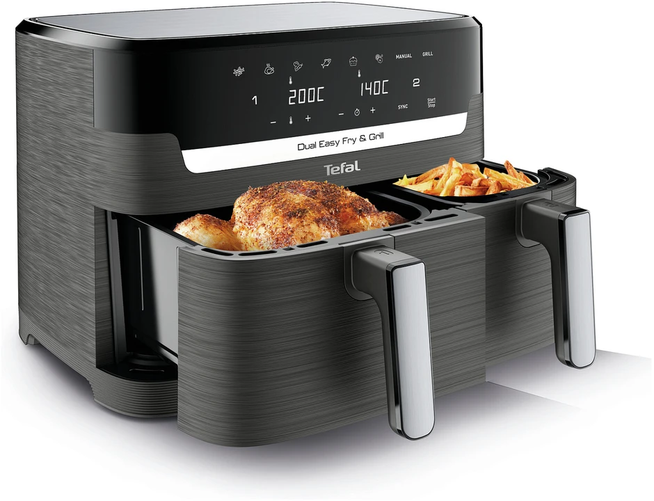 Karšto oro gruzdintuvė Tefal Dual Easy Fry & Grill EY905B, 2700 W, 2 krepšeliai (5,2 litro + 3,1 litro)