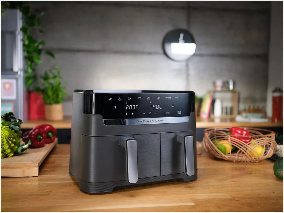 Karšto oro gruzdintuvė Tefal Dual Easy Fry & Grill EY905B, 2700 W, 2 krepšeliai (5,2 litro + 3,1 litro)