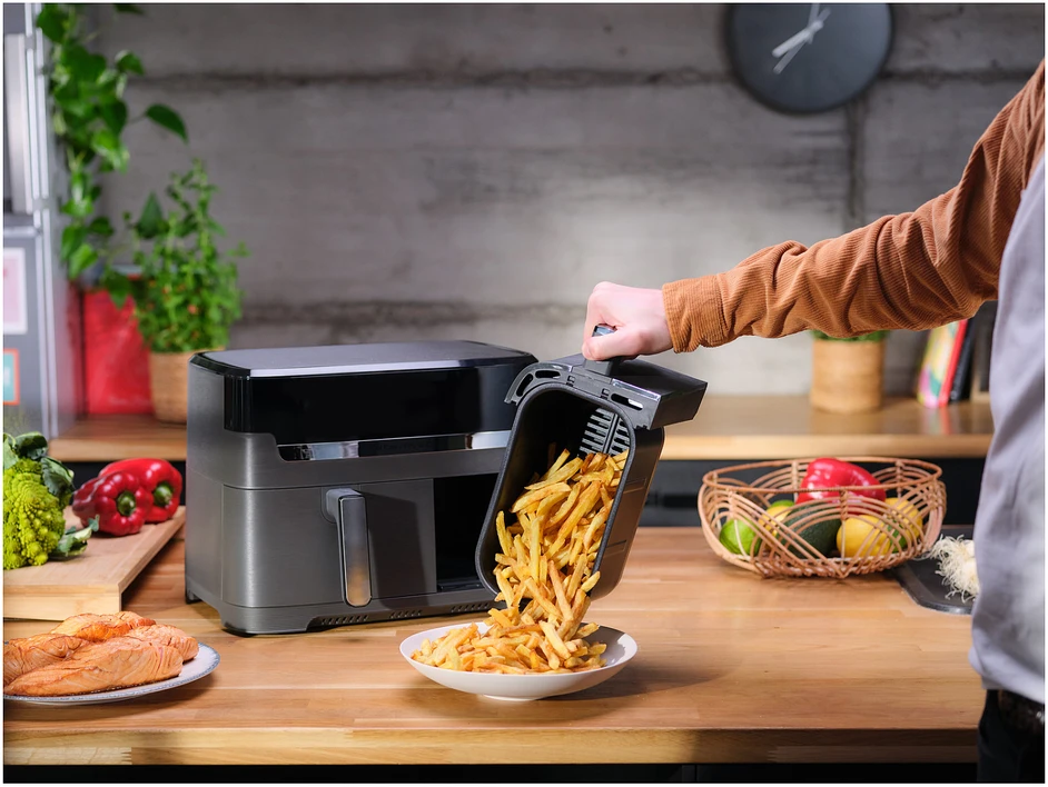 Karšto oro gruzdintuvė Tefal Dual Easy Fry & Grill EY905B, 2700 W, 2 krepšeliai (5,2 litro + 3,1 litro)