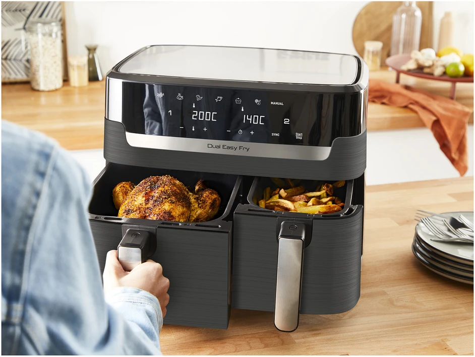 Karšto oro gruzdintuvė Tefal Dual Easy Fry & Grill EY905B, 2700 W, 2 krepšeliai (5,2 litro + 3,1 litro)