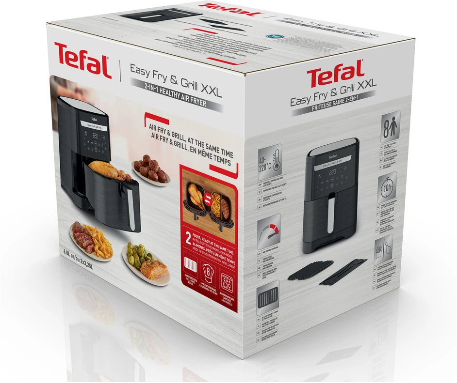 Tefal Easy Fry & Grilis EY8018 6,5 L Autonominės 1830 W Karšto oro gruzdintuvė Juoda