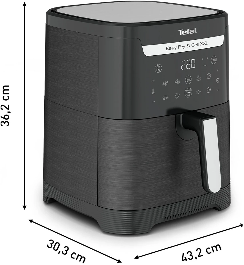 Tefal Easy Fry & Grilis EY8018 6,5 L Autonominės 1830 W Karšto oro gruzdintuvė Juoda