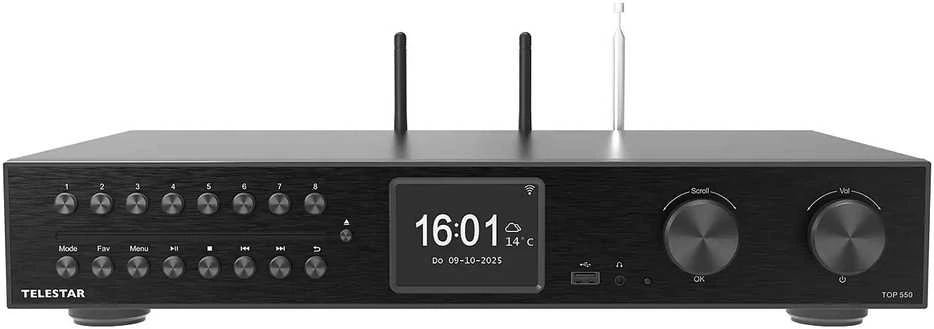 TelestarTOP550 Hi-Fi System CD/DAB+/FM/Internet Radio, Bluetooth, USB, HDMI, Wi-Fi, Juodas