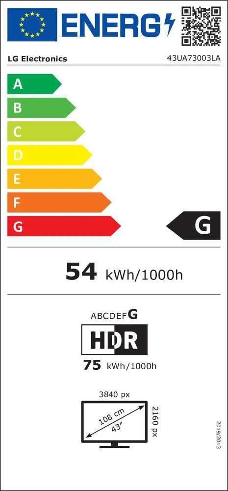 43 colių LG 43UA73003LA 4K išmanusis Televizorius 2025