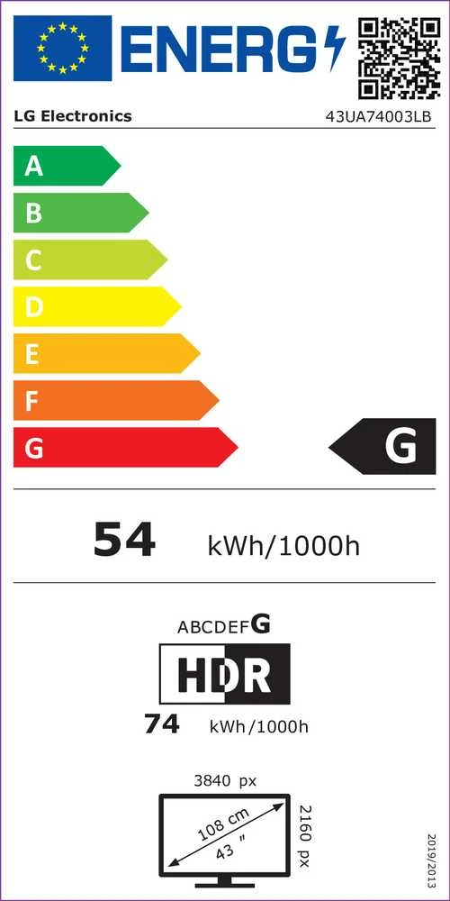 Televizorius LG 43UA74003LB 43 colių LED 4K „WebOS“ 60 Hz „Dolby Vision 2025“